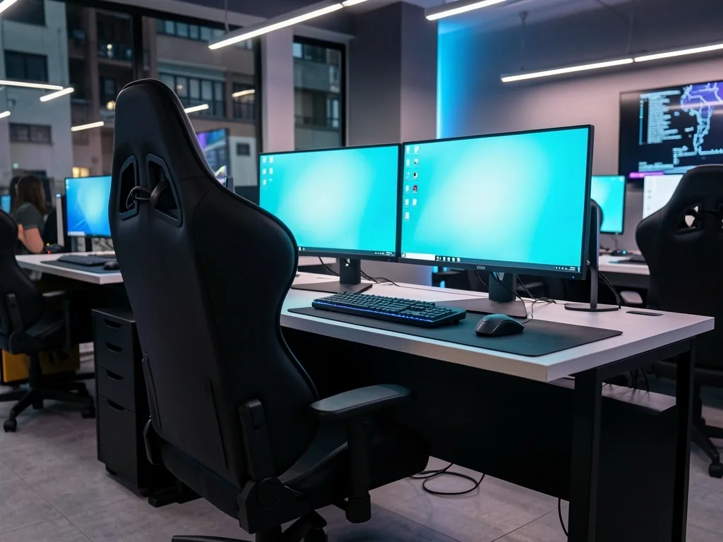 Estación de trabajo con configuración de monitores en Galdrexia
