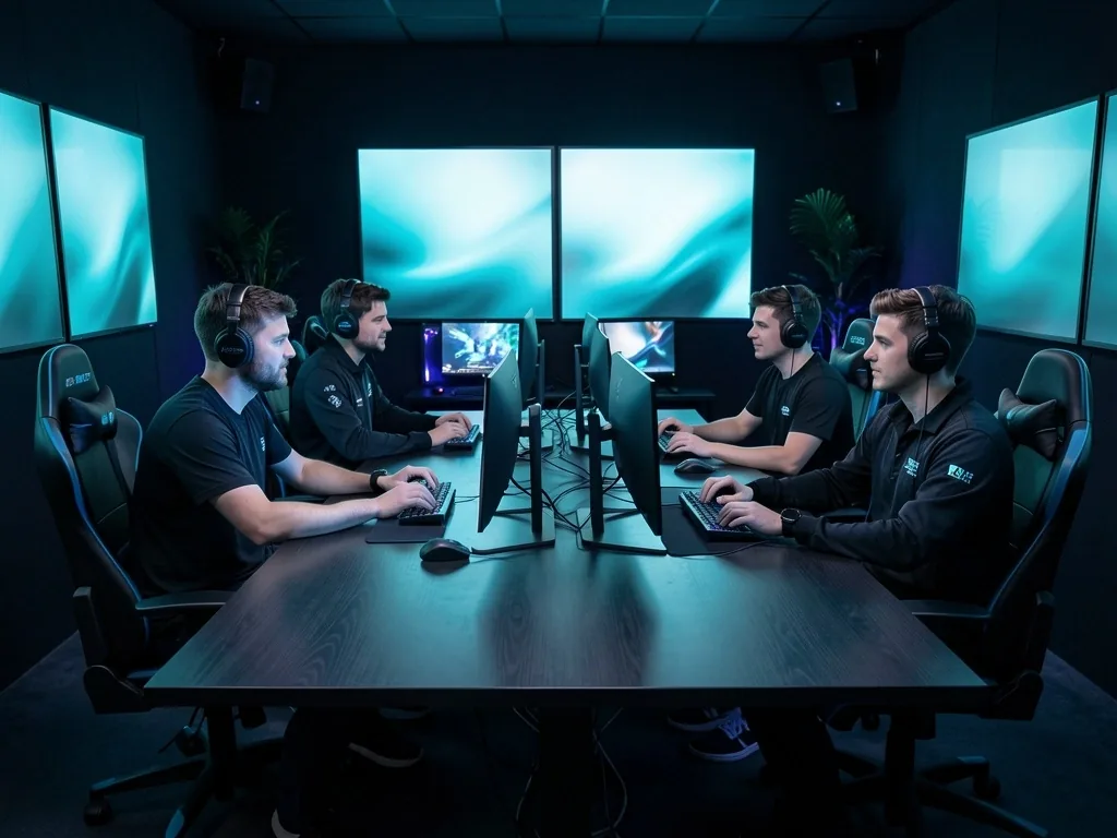 Equipo de trabajo colaborando en sala VIP de Galdrexia